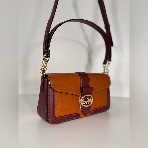 COACH Georgie Shoulder Bag Elegant Two-Tone Leather - Picture 2 of 14